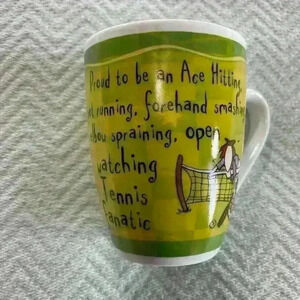 History And Heraldry "Ace Tennis fanatic" Mug/Cup Fine Porcelain 4" Green